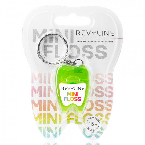 Зубная нить вощеная Revyline floss mini полиэстер с бамбуковым углем, 15 m